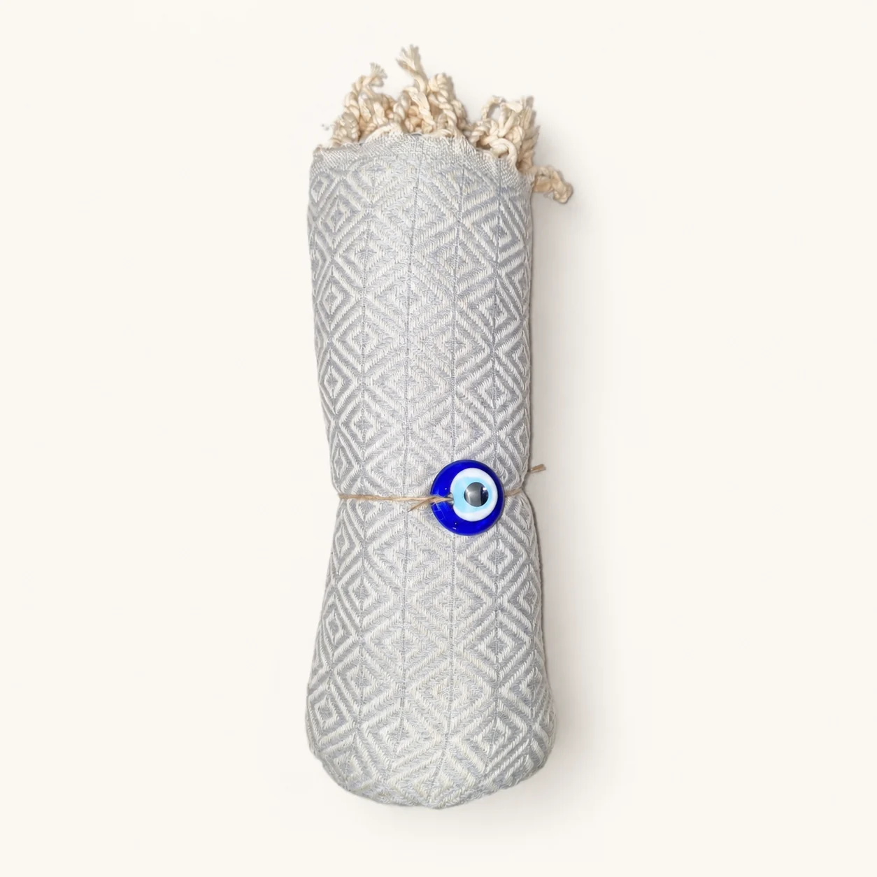 Brume de Tabarka fouta in pearl grey & ecru