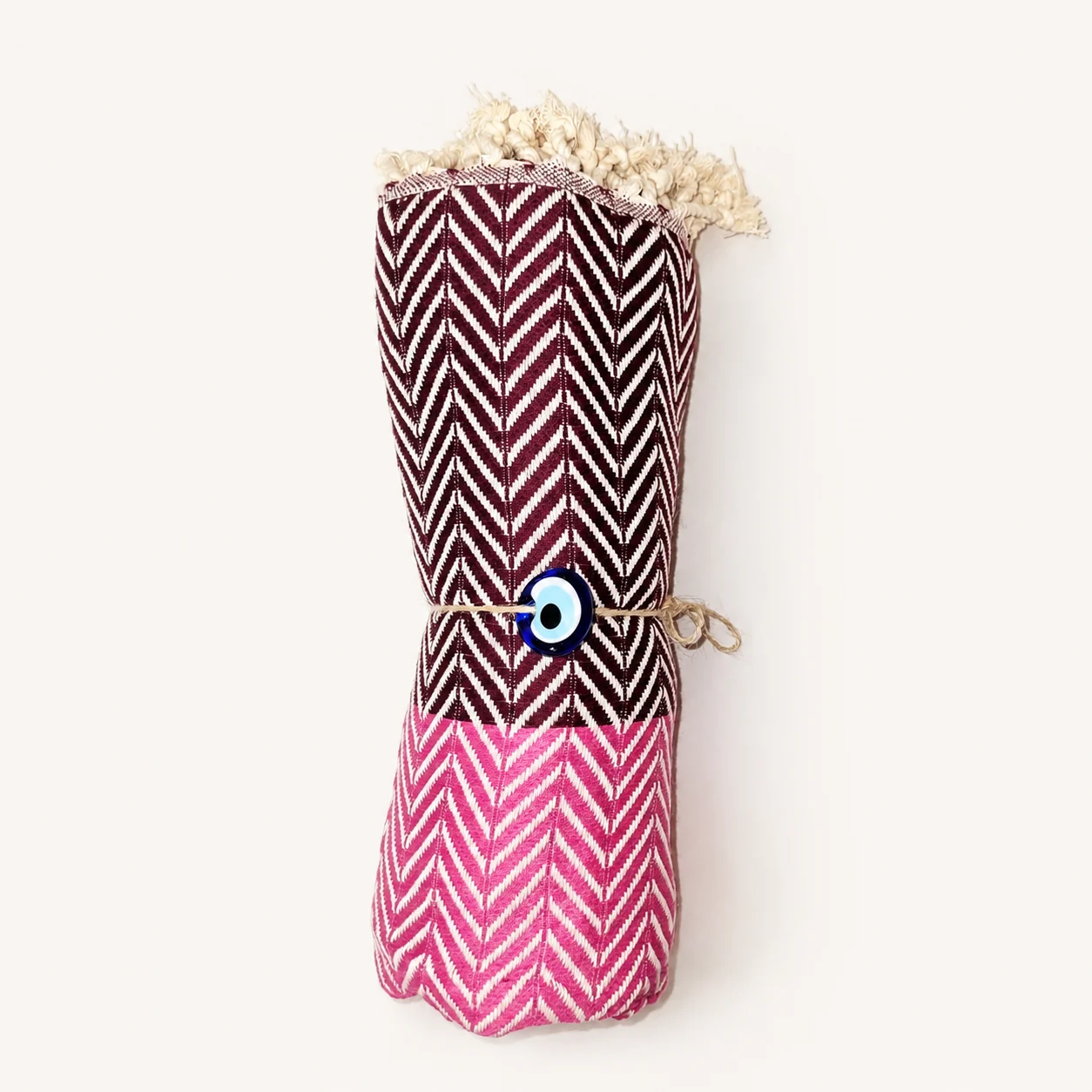 Grenade de Tunis fouta in burgundy, pink & ecru